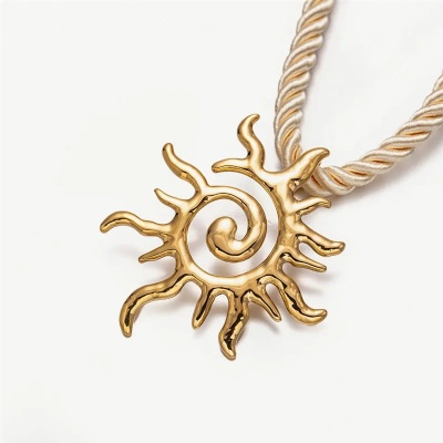 Collar de cuerda y acero inoxidable, Bafy joyeria.
