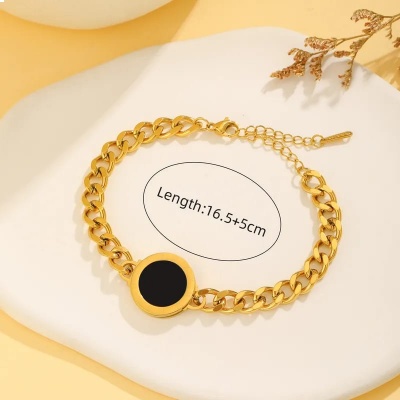 Pulsera ruedita negra, acero de titanio  Bafy joyeria.