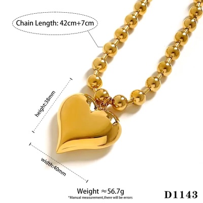 Collar corazón burbuja, acero inoxidable, Bafy joyeria.