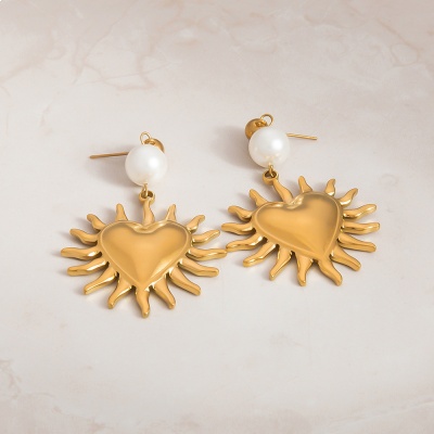 Aretes  corazn, acero inoxidable Bafy joyeria