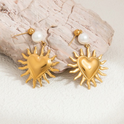 Aretes  corazn, acero inoxidable Bafy joyeria