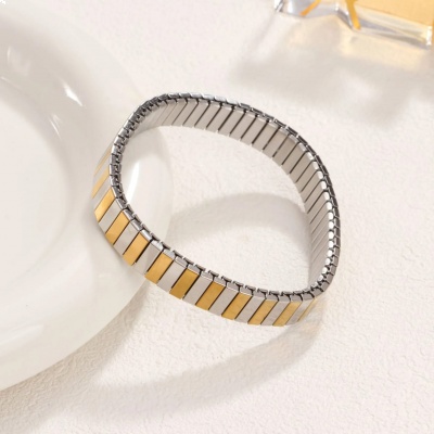 Pulsera elstica Plana de 9mm, de acero inoxidable Bafy joyeria 