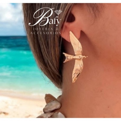 Aretes de ave, acero inoxidable Bafy joyeria