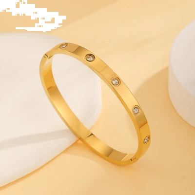 Brazalete con circonias, acero inoxidable Bafy joyeria 