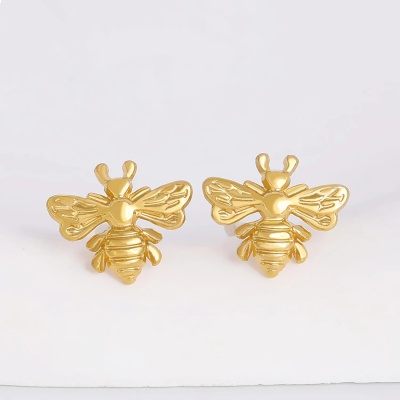 Aretes de abejita, acero inoxidable Bafy joyeria.