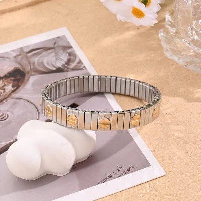 Pulsera tachuelas, acero inoxidable Bafy joyeria.