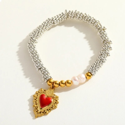 Pulsera multi aritos, acero inoxidable, Bafy joyeria.