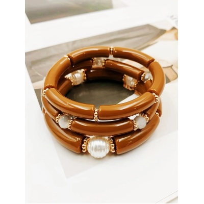 Trio de pulseras, acrilico, Bafy joyeria 