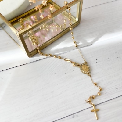 Rosario largo, acero inoxidable, Bafy joyeria.